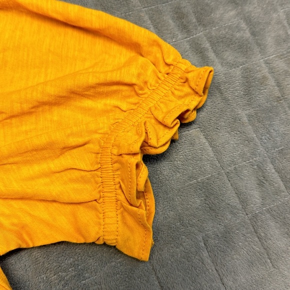 NWT Loft Outlet Short-Sleeve T-Shirt, Ruffle Sleeves, Gold, Yellow, Size XS - Picture 5 of 7